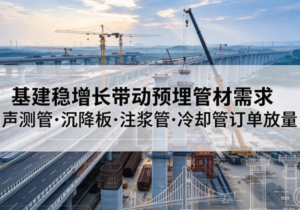 岳阳基建稳增长带动预埋监测管材需求，声测管、沉降板、注浆管订单持续放量